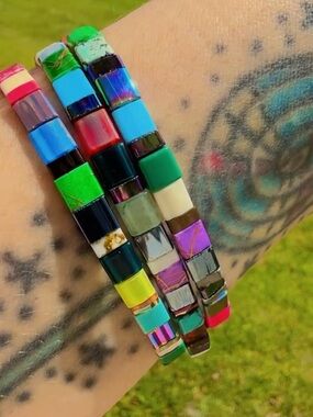 Multicolor Tile Stretch Bracelet - Women Accessories